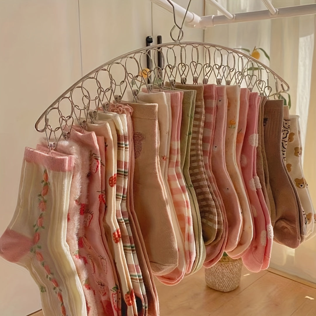 Estante de secado de acero inoxidable con clips de bloqueo para calcetines y ropa interior, ahorro de espacio, 10 o 20 clips