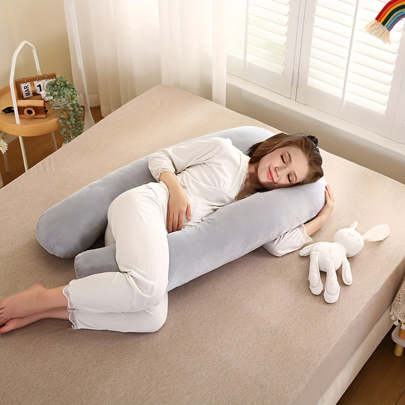 Maternity Pillow Supportive Side Sleep Cushion for Belly and Legs Light Gray