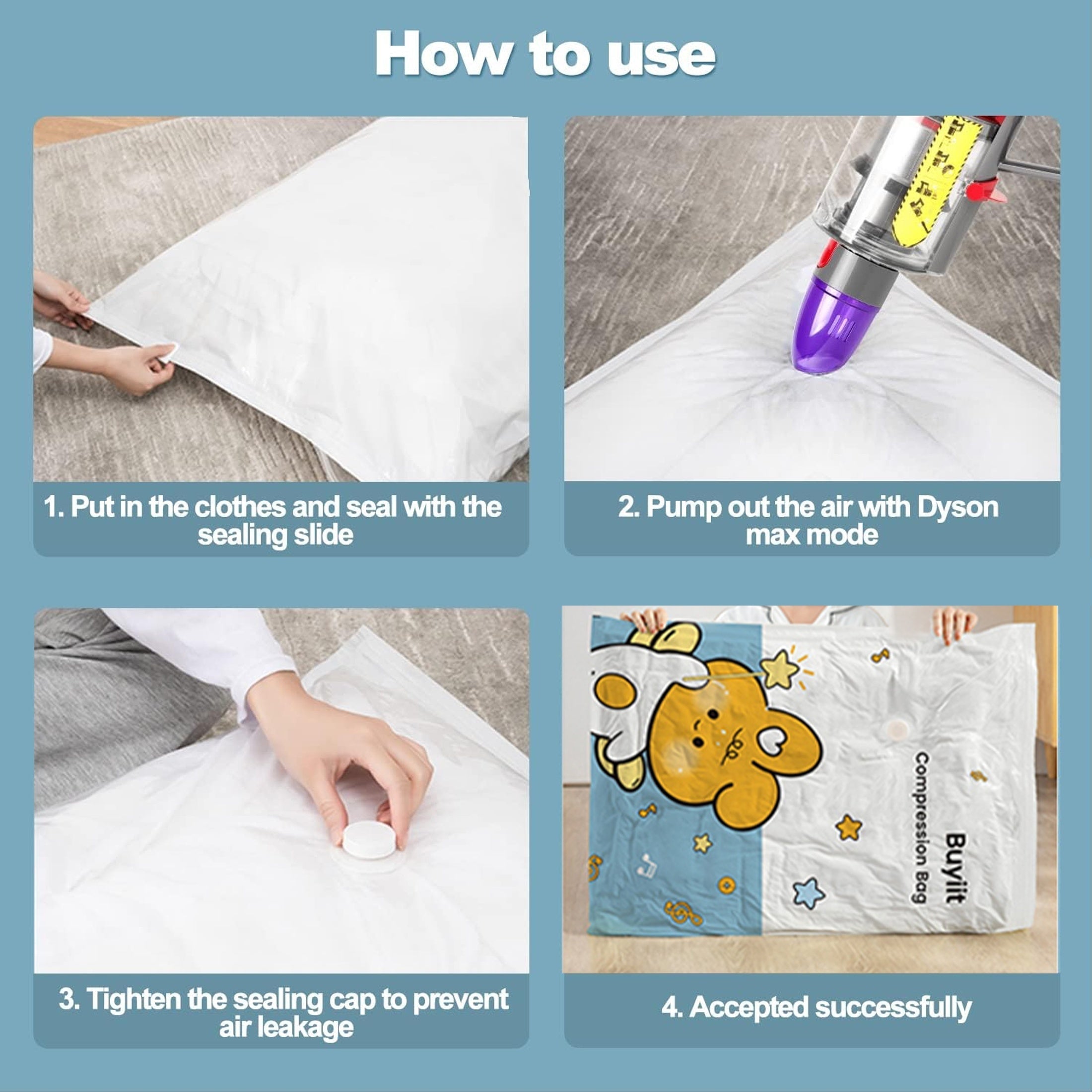 3 ta yurak bargi quyonli vakuum saqlash sumkallari to'plami, yostiq, kiyim, to'shaklar uchun, joyni tejash