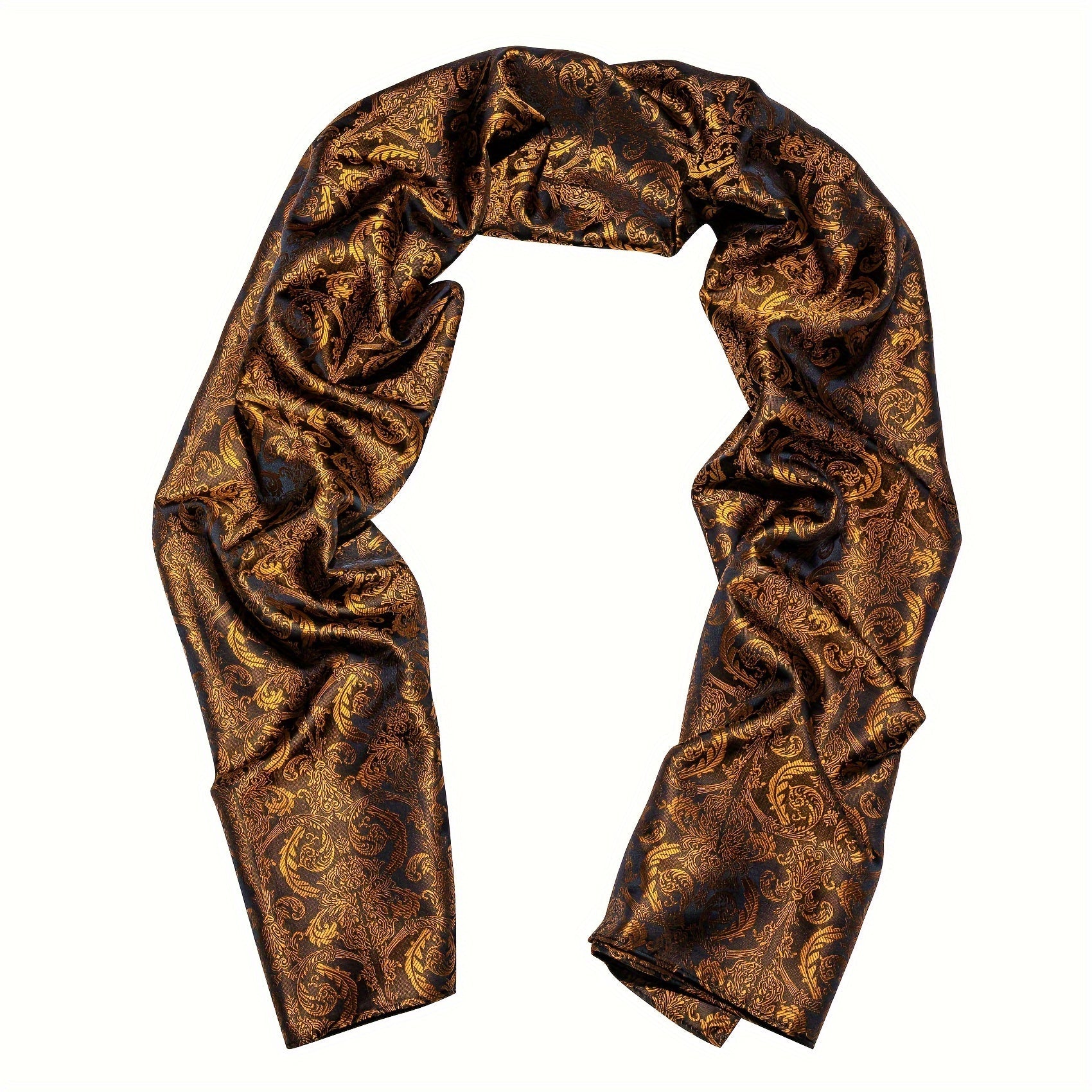 Men's Black Jacquard Paisley Floral Scarf for Autumn Winter
