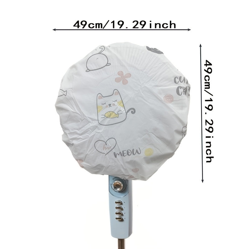 Cute Cat and Coffee Pattern Electric Fan Dust Cover for Patio Ground Fans