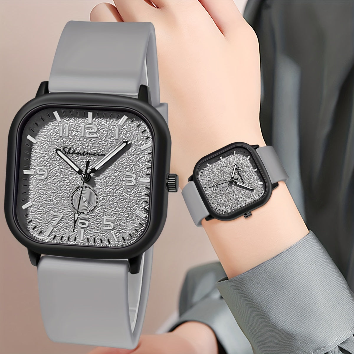 Reloj de banda de silicona minimalista para hombres, mujeres, estudiantes, casual, cuadrado, de cuarzo