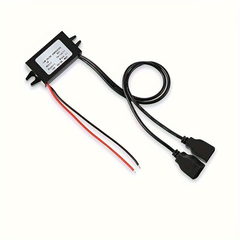 Dual USB 12V 24V to 5V DC Converter Adapter 3A 15W Hard Wiring