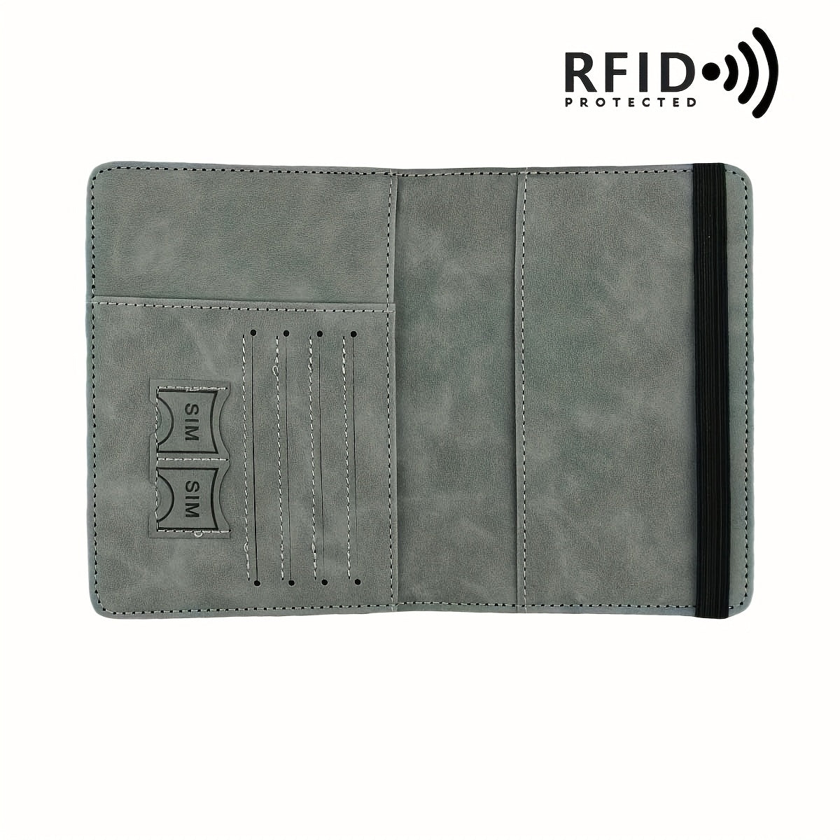 RFID Passport Holder Thin Retro PU Wallet Travel Document Organizer Light Grey