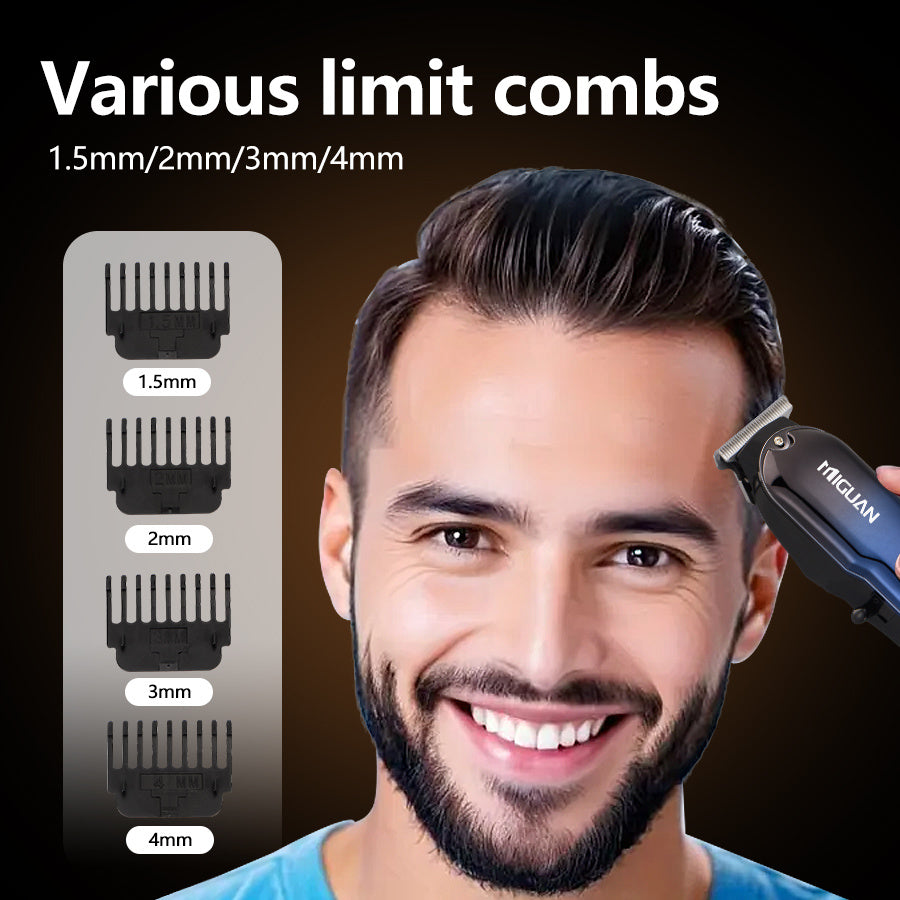 Rechargeable Hair Clipper with Digital Display, 4 Blades, Ergonomic Handle
