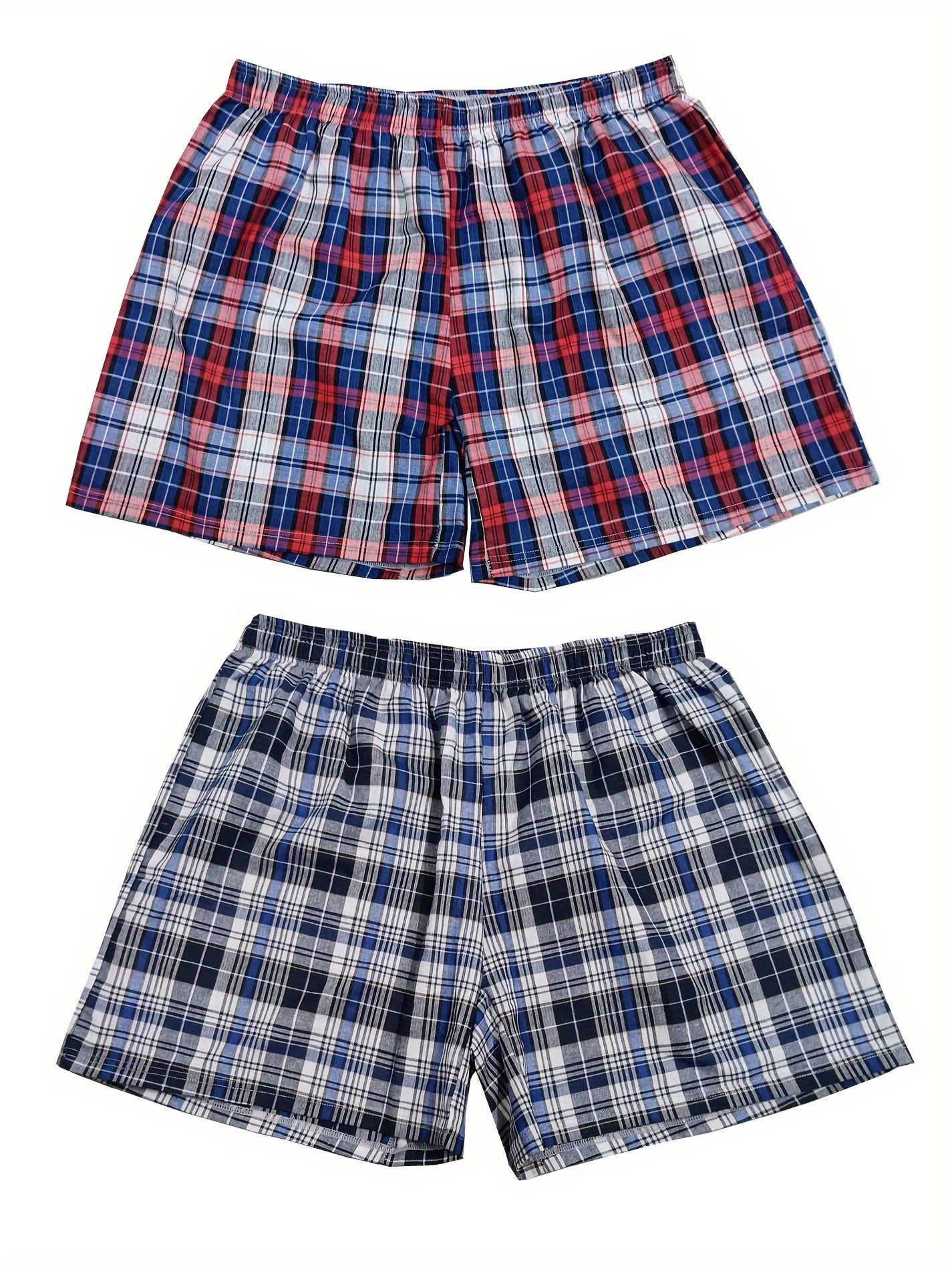 Men's Checkered Cotton Boxer Shorts Loose Fit for Home Leisure