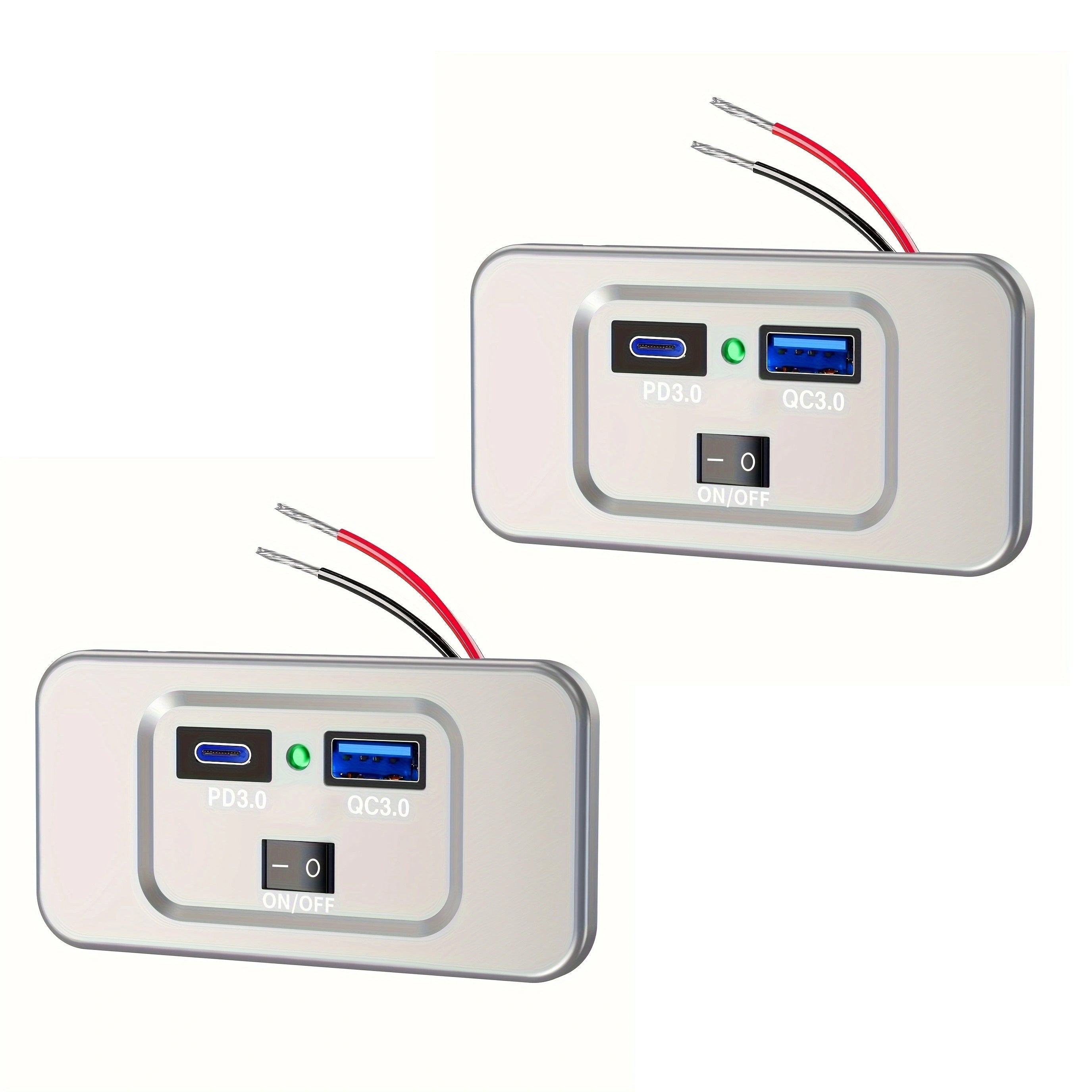 12V RV USB Outlet Wall Mount with PD3.0 and Quick Charge for Marine Truck