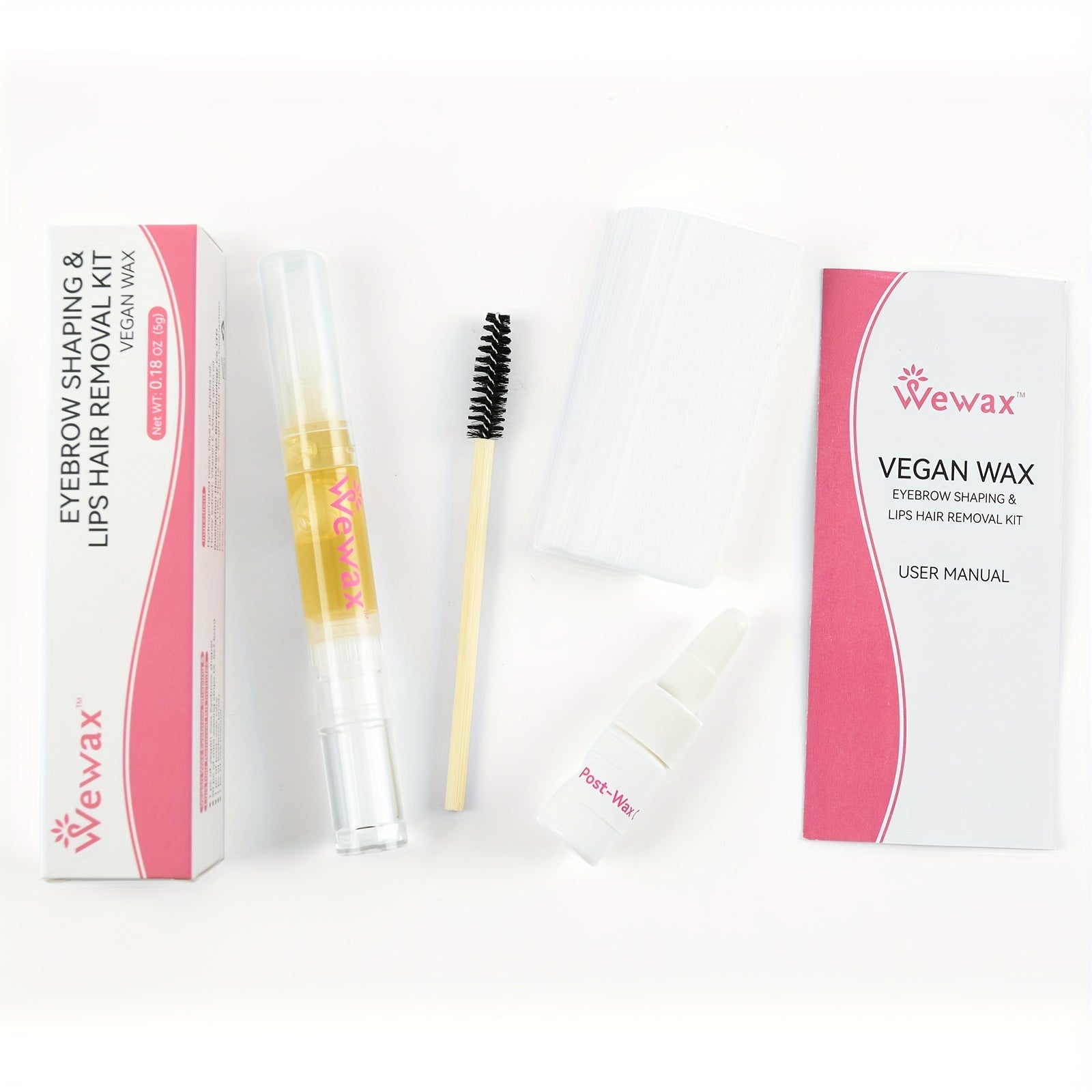 Kit de depilación de cejas para mujer 5g Conjunto de depilación con mini tiras y cepillo