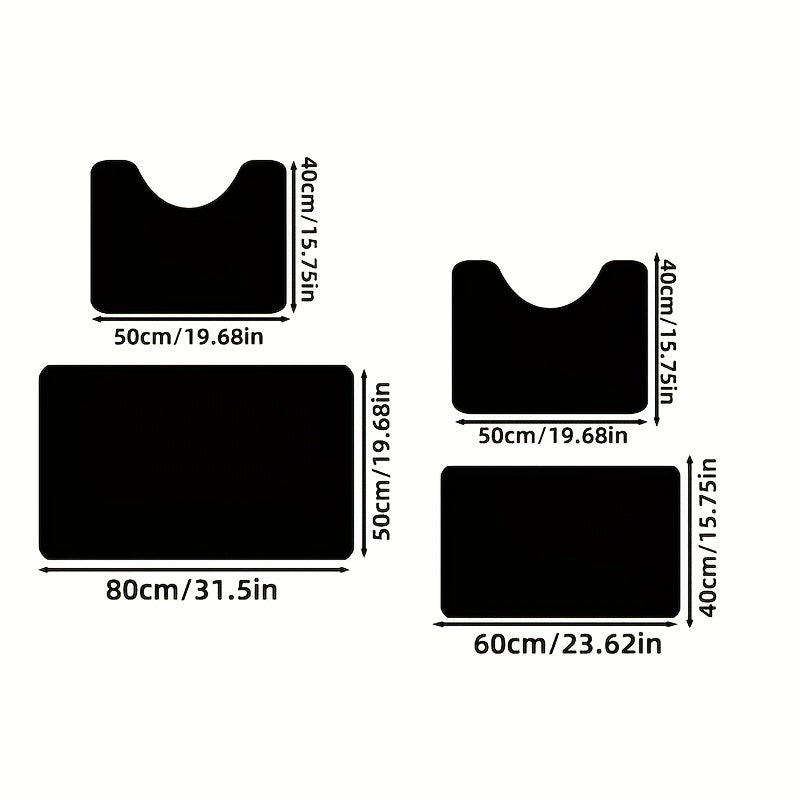 Coral Fleece Bath Mats 2-Pack Non-Slip Absorbent Knit Polyester 530gsm 1.3cm Thick