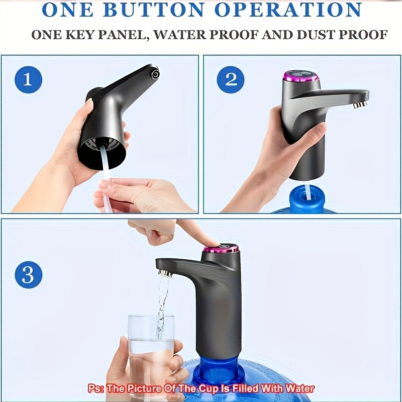 Qayta to'ldiriladigan elektr suv nasosi, shisha suv uchun, zanglamaydigan po'latdan yasalgan nozzle bilan