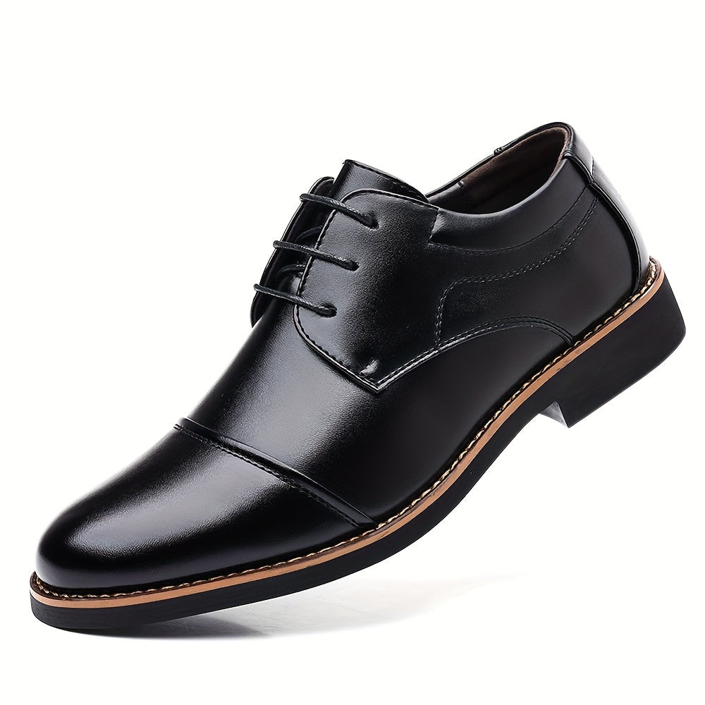 Men's Casual Leather Lace-Up Shoes for Business and Walking Durable Soft Soles
