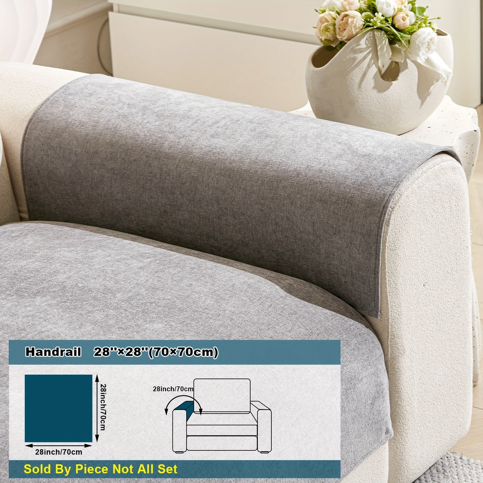 Chenille Sofa Cover Non-Slip Pet-Friendly All Seasons Fits 1-4 Seaters Light Beige