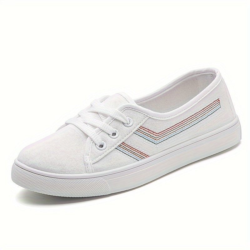 Women's Flat Fabric Shoes Casual Sneakers White Slip-On Versatile