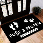 Indoor Outdoor Welcome Mat with Paw Prints Non-Slip Machine Washable Rug