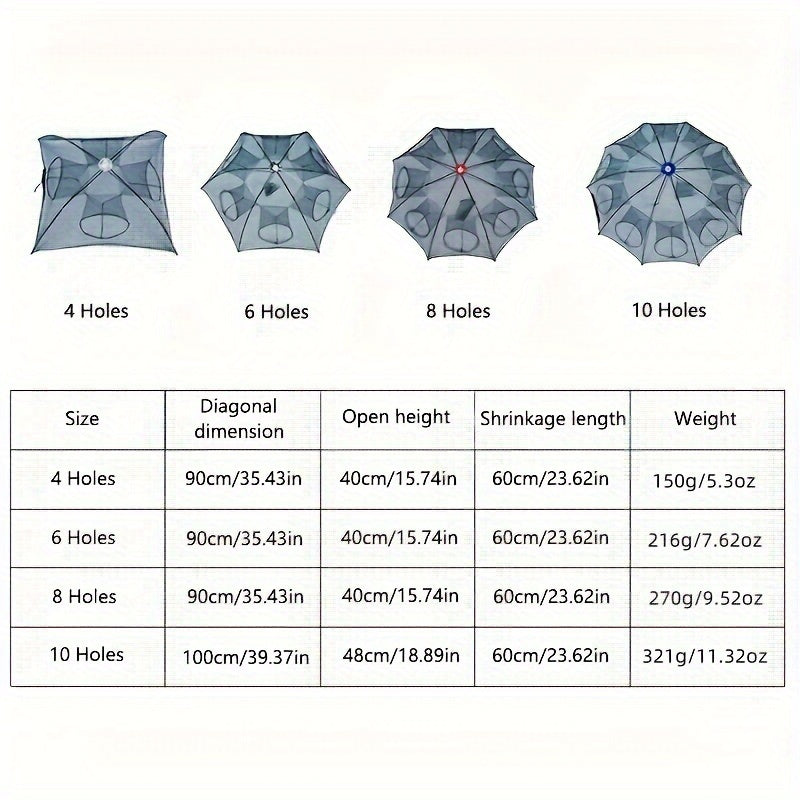 Foldable Hexagonal Fishing Net for Minnows Crayfish and Crabs with Multiple Hole Sizes