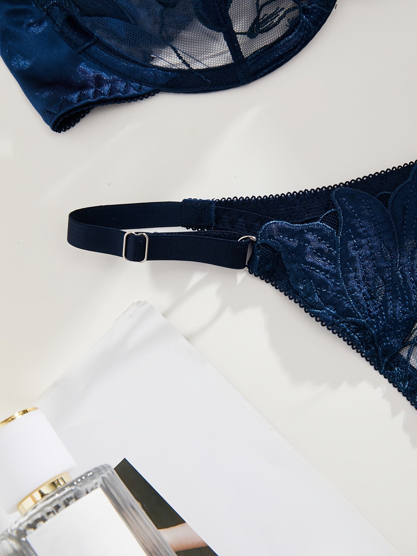 Women's Floral Embroidered Cami Bra and Panties Set Lingerie