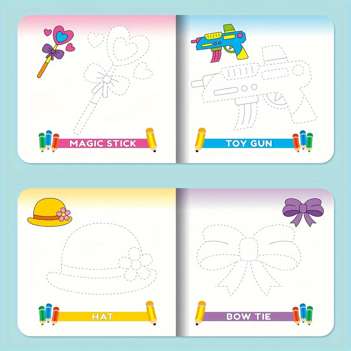 Children's Handwriting Tracking Stick Figure Coloring Book Set of 10 for Kids Ages 4 and Up