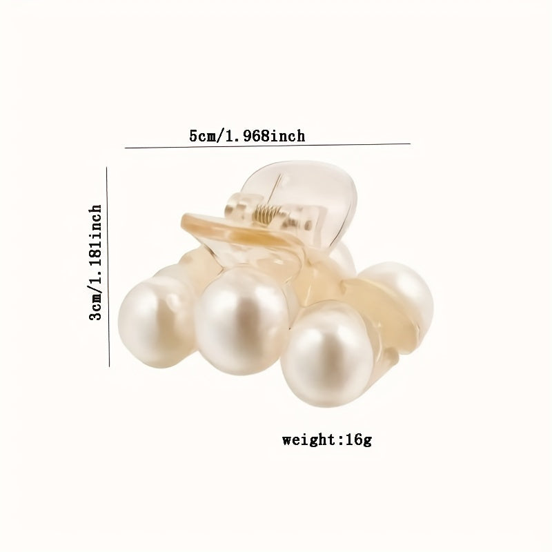 Women Faux Pearl Hair Clip Strong Hold Chic Rectangle Style Accessory
