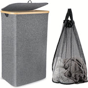 Large 110L Foldable Laundry Basket with Lid Handle and Inner Bag