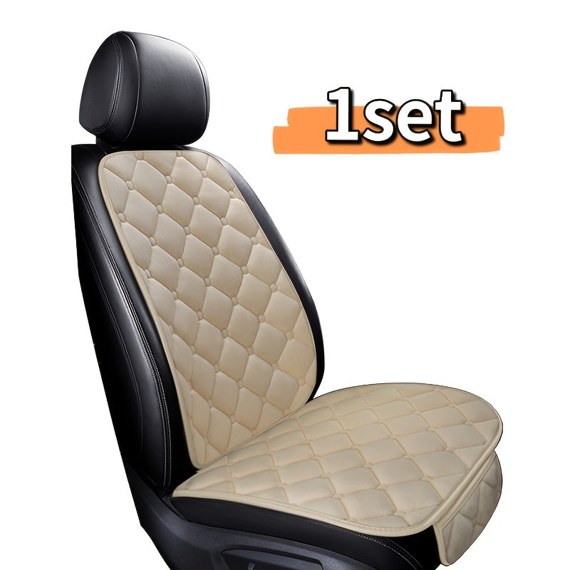 Set of 2 Plush Car Seat Cushion Covers Oval Shape Universal Fit for Front Seat Bottom and Backrest