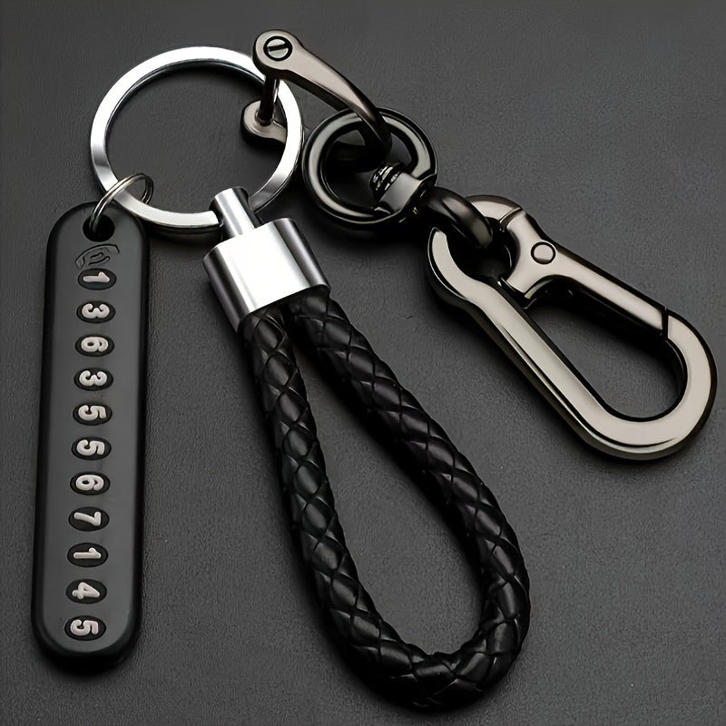 Alloy Keychain with Phone Number Tag Durable Non-Braided Universal Use