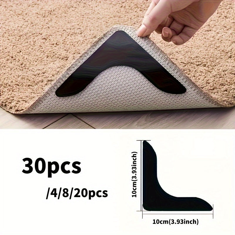 Anti-Slip Carpet Stickers L-Shape Adhesives for Floor Surfaces Pack of 4 8
