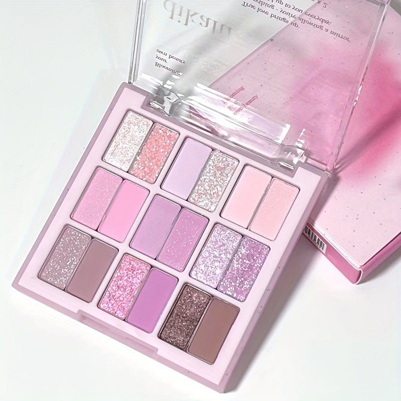 палитра теней для глаз для женщин с розовым шиммером и матовыми оттенками