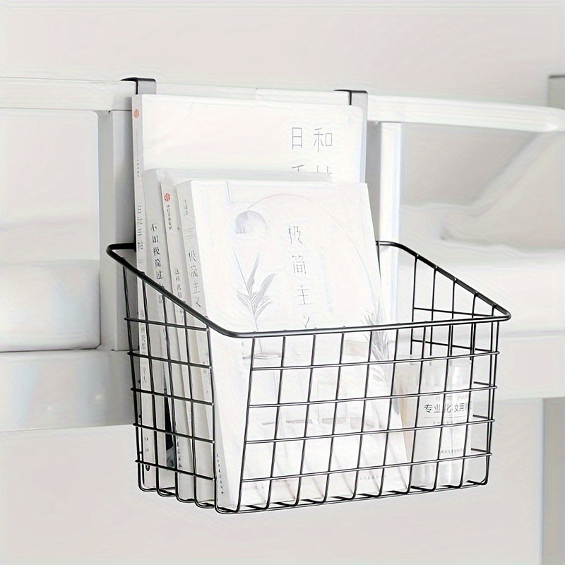 Over-the-Door Metal Storage Basket Wall Mount for Bathroom Kitchen Balcony Black White
