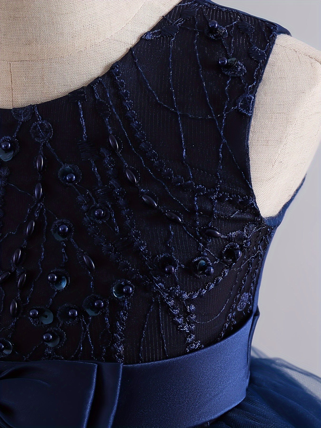 Girls' Sleeveless Princess Dress with Floral Embroidery Tulle Skirt for Pageants Weddings and Formal Events