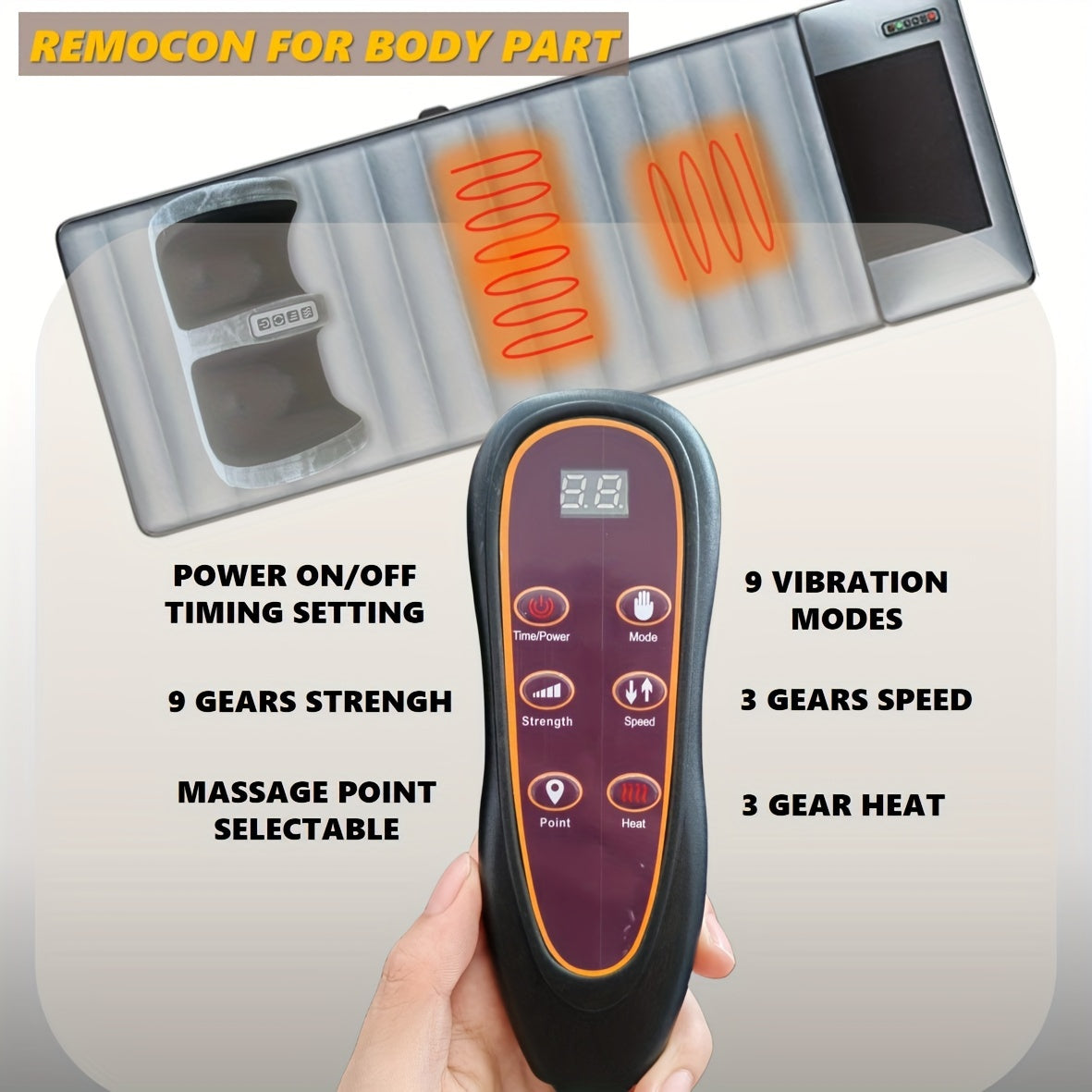 Massage Mattress with Heating, 10-Zone Vibration, Foot and Calf Massage, Grey Velvet Fabric