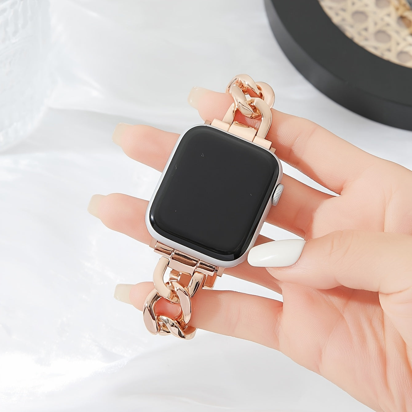 Stainless Steel Denim Chain Watch Strap for Apple Watch Series 1-10 38mm-45mm Replacement Sports Band