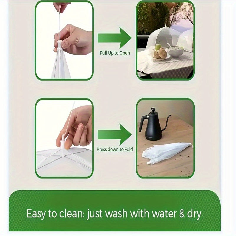 Gran toldo de malla blanca para alimentos, plegable, lavable, a prueba de insectos, paraguas para comida en picnic para cocinar y fiestas al aire libre