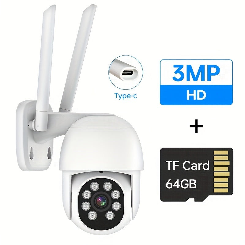 Wireless Outdoor Security Camera 360° View Motion Detection Two-Way Audio Night Vision