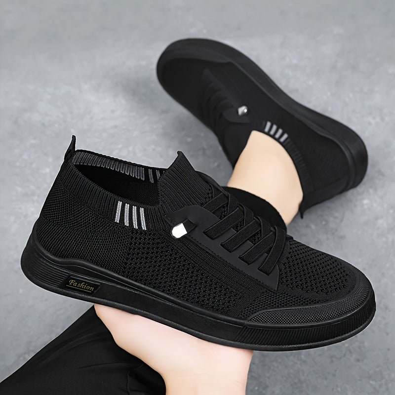 2024 yil bahor/kovak uchun yangi kelgan erkaklar uchun tasodifiy nafas oladigan krossovkalar, elastik yopiq, pastki qismi, dumaloq barmoq, mato ichki qismi, PVC taglik