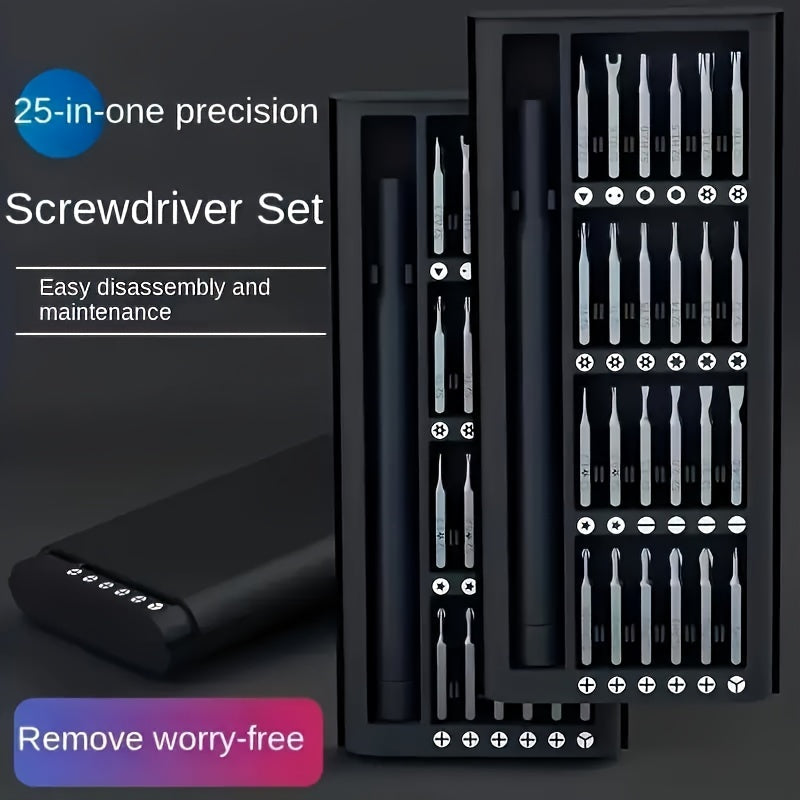 24-Piece Precision Screwdriver Set with PU Leather Case for Smartphone and Tablet Repairs