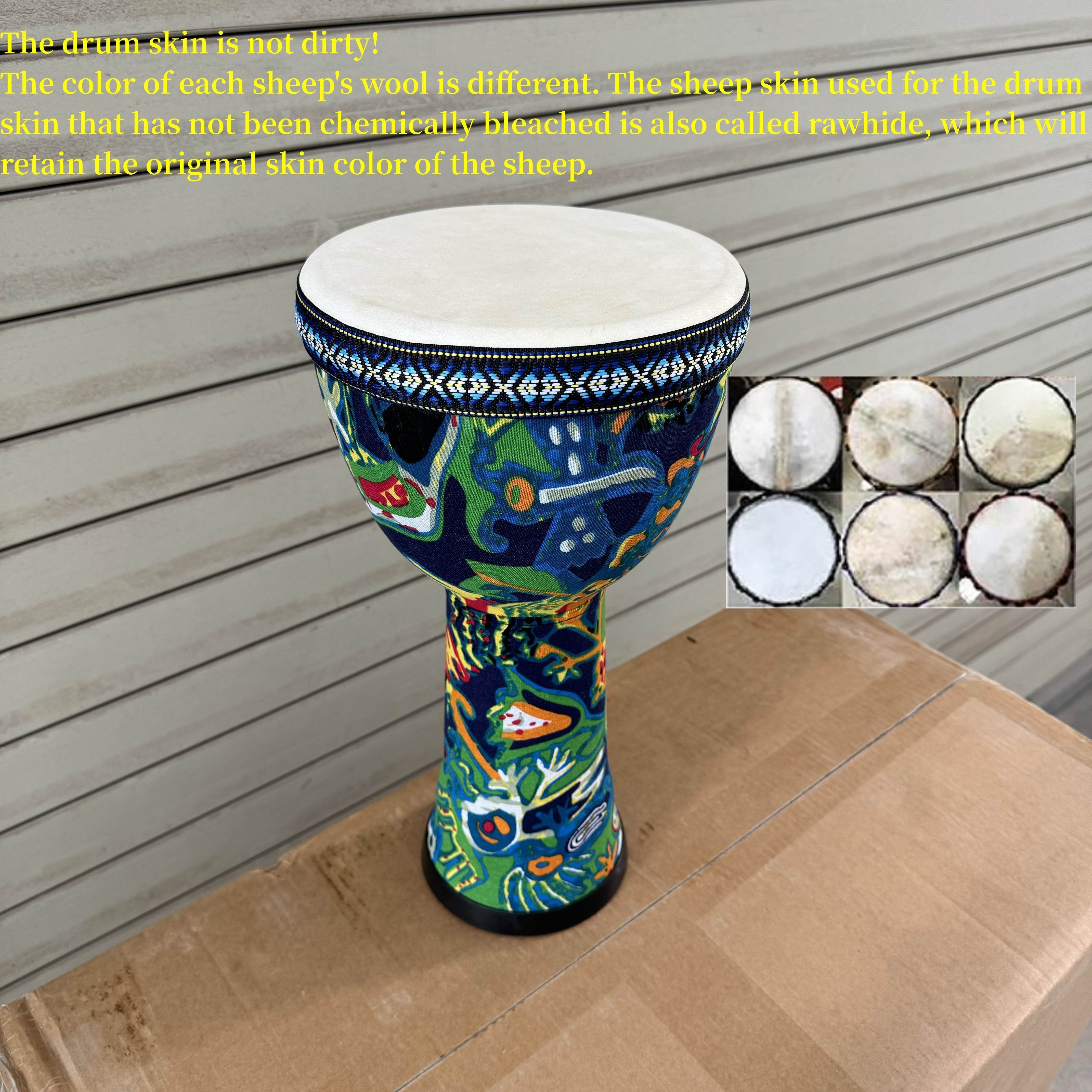 8-дюймовый африканский ручной барабан из ПВХ, многоцветный, перкуссионный инструмент