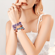 Handcrafted Quartz Crystal Beaded Bracelet Set 12-Piece Chakra Healing Jewelry for Women