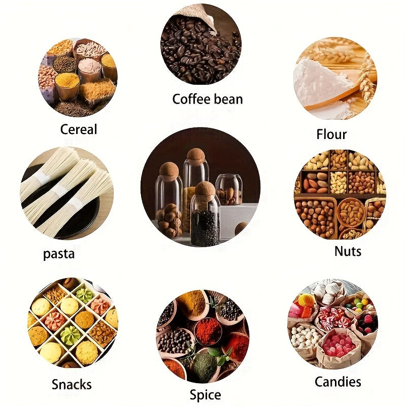 Airtight Kitchen Storage Jar with Natural Cork Lid for Coffee Tea Spices