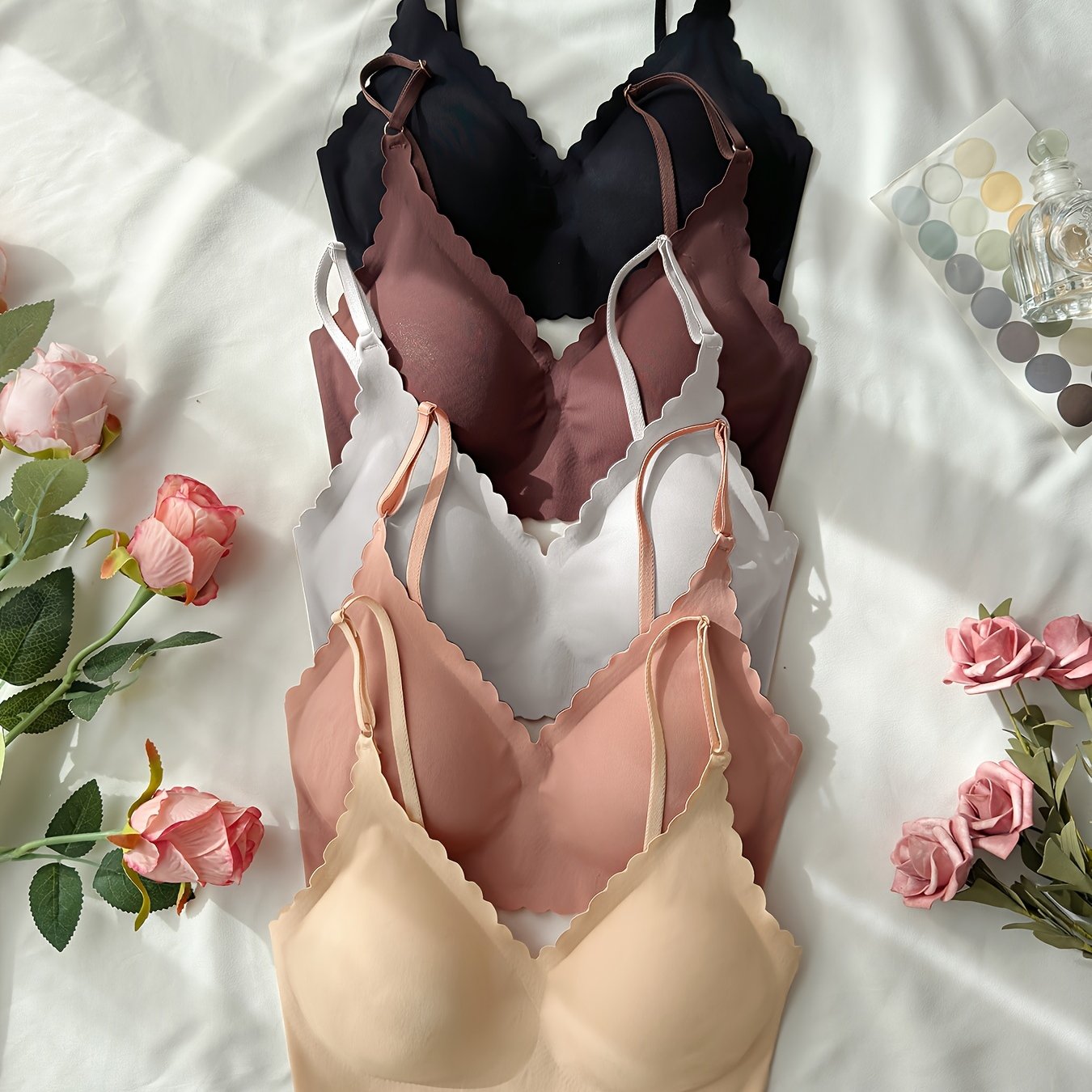 Women's Seamless Bralette with Removable Pads Wire-Free Solid Color Stretchy Nylon Spandex