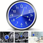 Mini Quartz Car Clock Luminous Dashboard Decor Blue Face Green Numbers