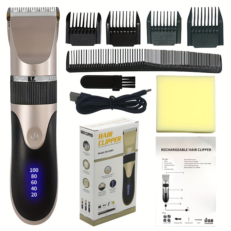 Cortapelos con 5 velocidades, motor potente, batería duradera, luz LED para cortar el cabello