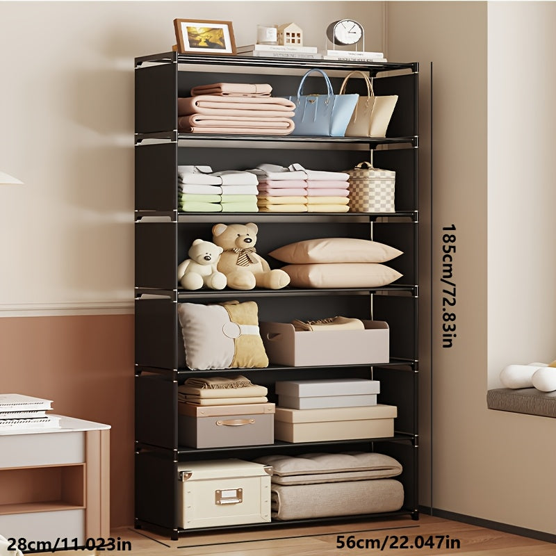 Металлическая стеллаж для хранения с 7 уровнями, черный глянцевый, настенный органайзер для кухни, спальни, ванной