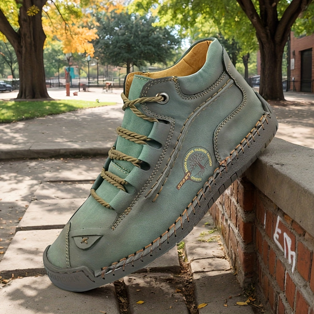 Women's Retro Chukka Boots Faux Cover Leather Ankle Boots Light Blue Brown Rubber Sole