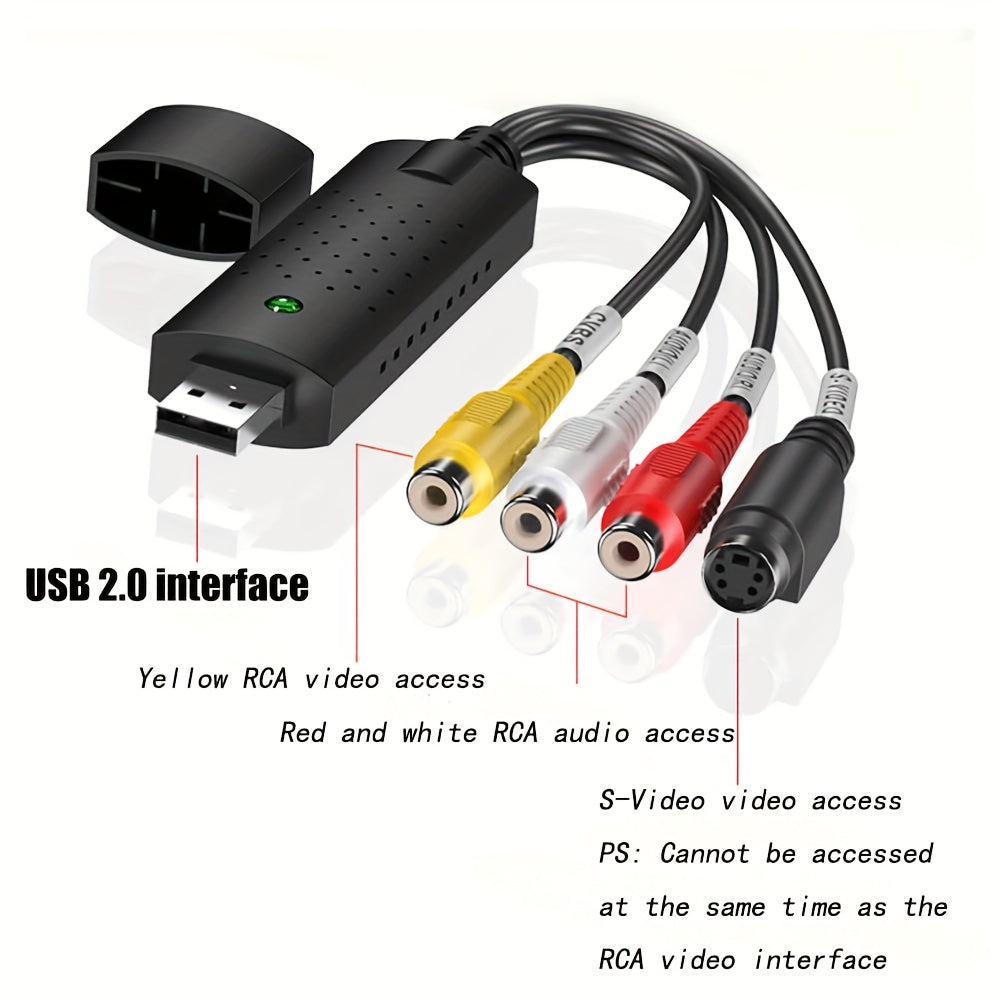 VHS to USB Video Capture Device for Analog to Digital Conversion Windows Mac Compatible
