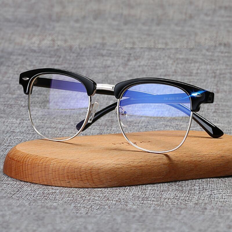 Black Blue Light Blocking Glasses for Men Women Oval Frames Clear Lenses
