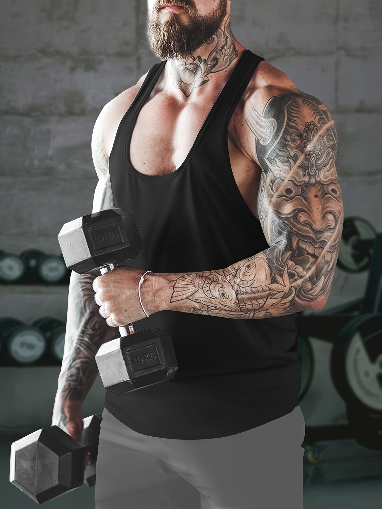 Men's Athletic Set Sleeveless Tank Top and Training Shorts Breathable Stretchy Sportswear