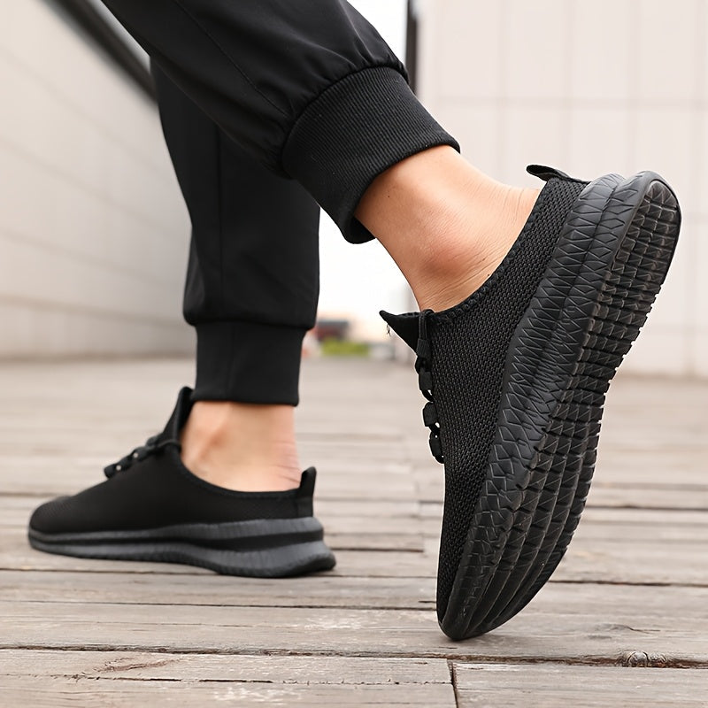 Zapatillas deportivas casuales para hombre, malla transpirable, de caña baja, con cordones, blancas