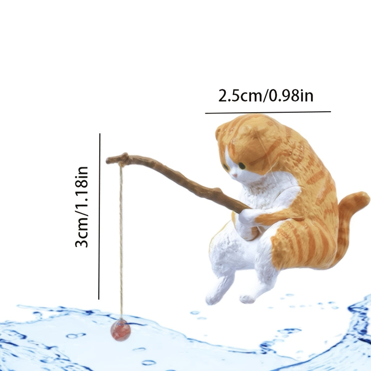 Miniature Fish Tank Decor Set of 2 Fishing Cat Figurines for Aquariums