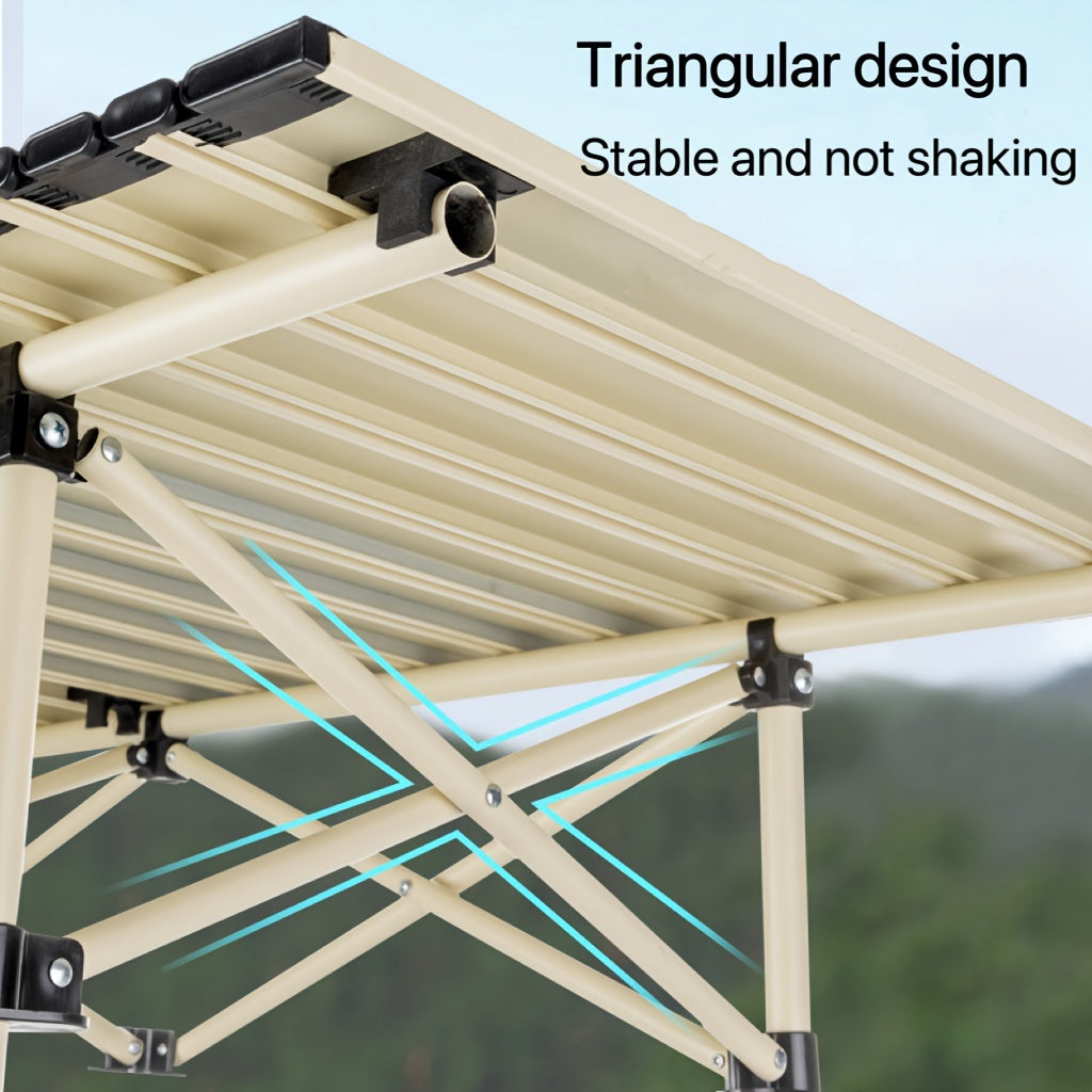 Portable Stainless Steel Folding Table for Camping and Outdoor Picnics