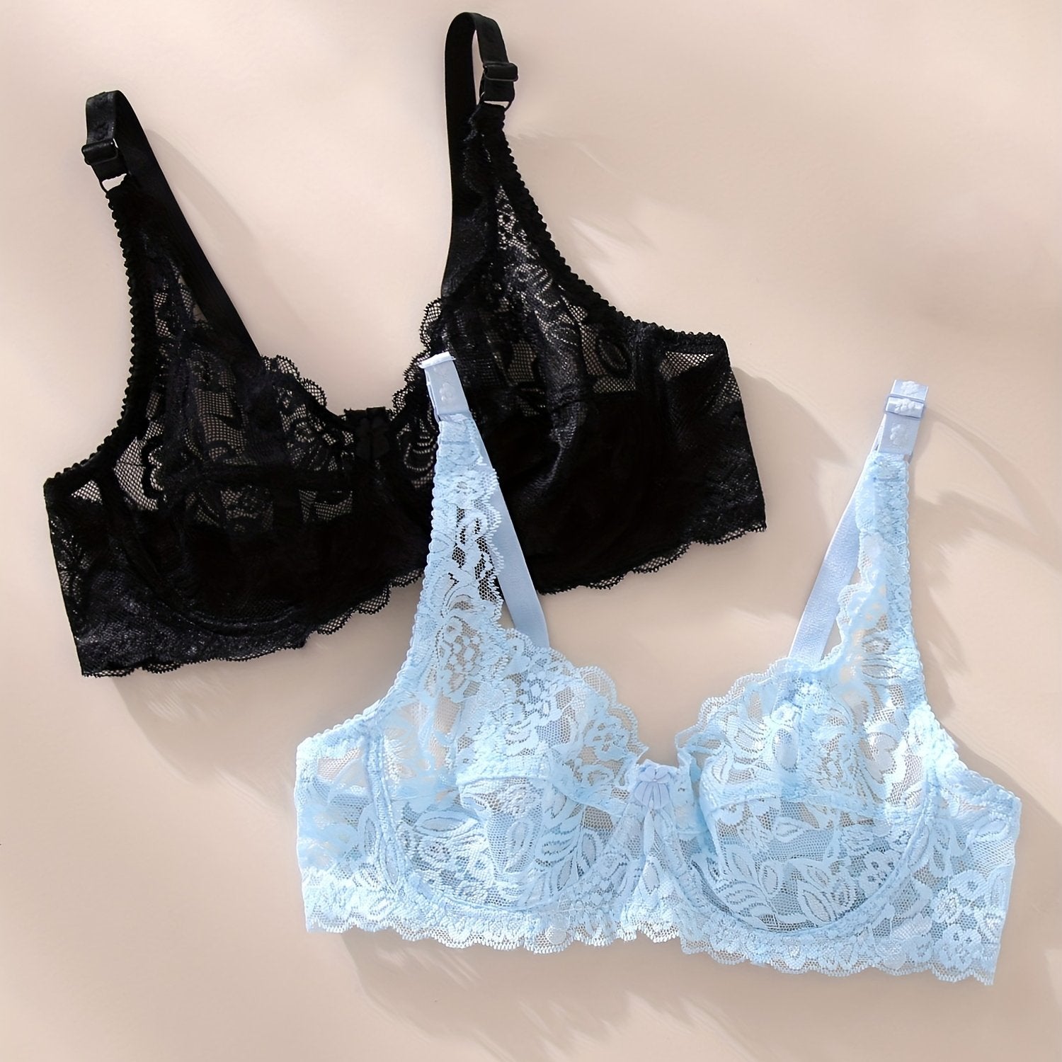 Women's Lace Bras Semi-Sheer Elegant Daily Wear Underwear